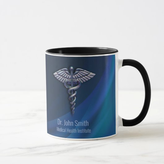 Chrome Dark Holographic 3D Medical Caduceus Tasse (Rechts)
