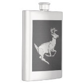 Chrome, der Hirsch auf Kohlenstofffaser-Dekor läuf Flachmann (Rechts)