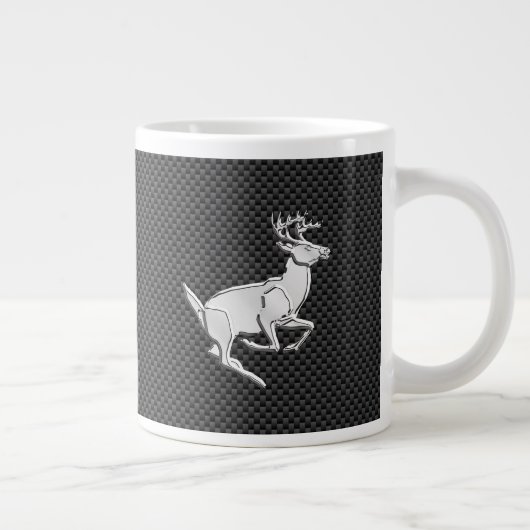 Chrome, der Hirsch auf Kohlenstofffaser-Dekor läuf Jumbo-Tasse (Rechts)