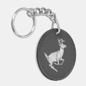 Chrome, der Hirsch auf Kohlenstofffaser-Dekor läuf Schlüsselanhänger (Vorderseite links)