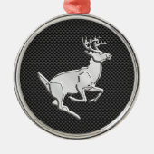 Chrome, der Hirsch auf Kohlenstofffaser-Dekor läuf Silbernes Ornament (Vorne)
