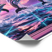 Chrome Dolphins — Vaporwave Ozean Poster (Ecke)