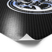 Chrome Dragon Wappen auf Carbon Fibre Print Fotodruck (Ecke)