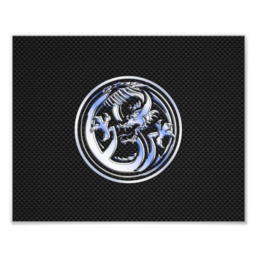 Chrome Dragon Wappen auf Carbon Fibre Print Fotodruck (Vorne)