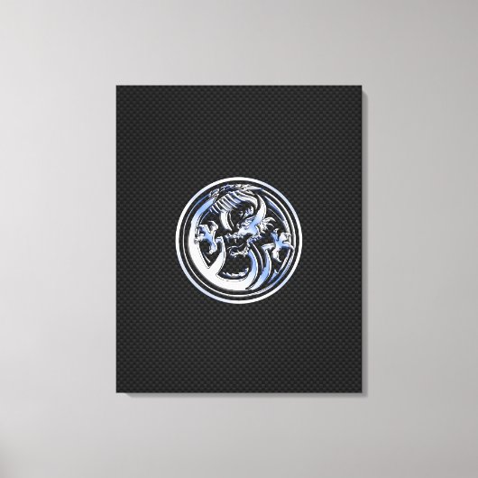 Chrome Dragon Wappen auf Carbon Fibre Print Leinwanddruck (Vorderseite)