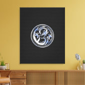Chrome Dragon Wappen auf Carbon Fibre Print Leinwanddruck (Insitu (Wohnzimmer))