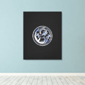 Chrome Dragon Wappen auf Carbon Fibre Print Leinwanddruck (Insitu (Holzboden))