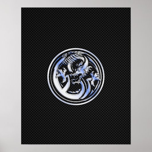 Chrome Dragon Wappen auf Carbon Fibre Print Poster (Vorne)