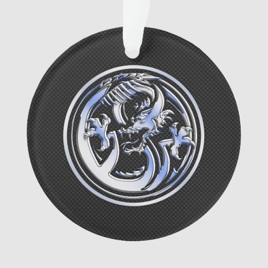 Chrome Dragon Wappen Black Carbon Fibre Print Ornament (Vorderseite)