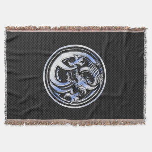 Chrome Dragon Wappen dunkle Carbon Fibre Print Decke