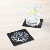 Chrome Dragon Wappen dunkle Carbon Fibre Print Rechteckiger Pappuntersetzer (Vor Ort)