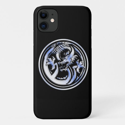 Chrome-Dragon-Wappen für Schwarzweißdruck Case-Mate iPhone Hülle (Rückseite)