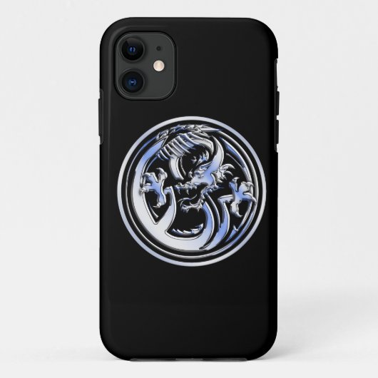 Chrome-Dragon-Wappen für Schwarzweißdruck Case-Mate iPhone Hülle (Rückseite)