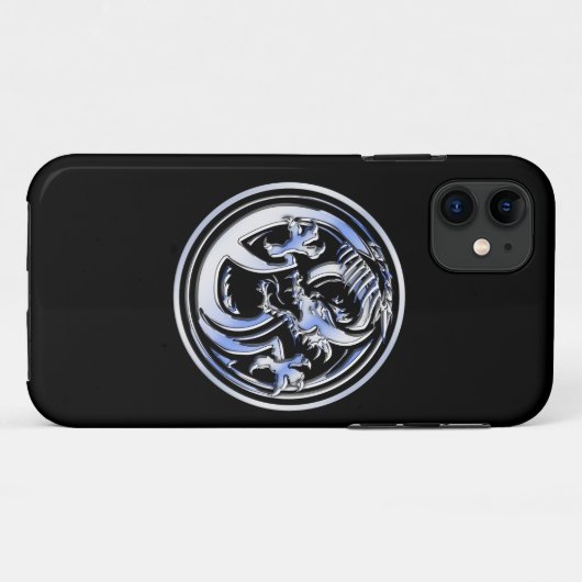 Chrome-Dragon-Wappen für Schwarzweißdruck Case-Mate iPhone Hülle (Rückseite (Horizontal))