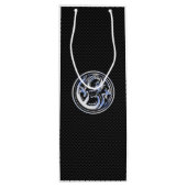 Chrome Dragon Wappen in Carbon Fibre Print Geschenktüte Für Weinflaschen (Rückseite)