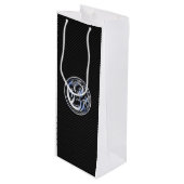 Chrome Dragon Wappen in Carbon Fibre Print Geschenktüte Für Weinflaschen (Vorderseite Schrägansicht)