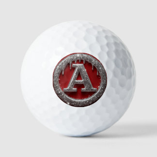 Chrome Drip Letter A Monogram Glitter Icon Golfball