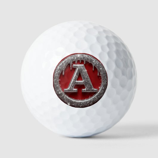 Chrome Drip Letter A Monogram Glitter Icon Golfball (Vorderseite)