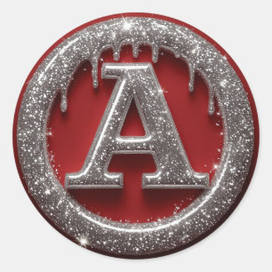 Chrome Drip Letter A Monogram Glitter Icon Runder Aufkleber
