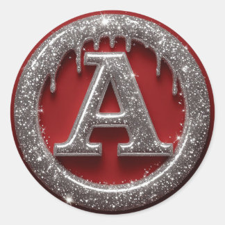 Chrome Drip Letter A Monogram Glitter Icon Runder Aufkleber