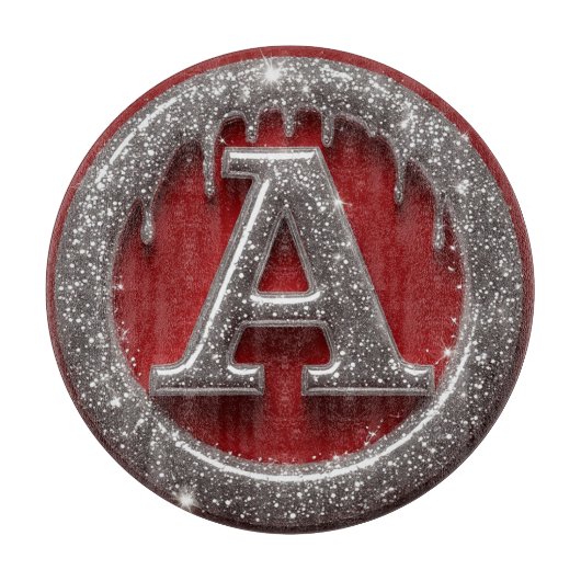 Chrome Drip Letter A Monogram Glitter Icon Schneidebrett (Vorderseite)