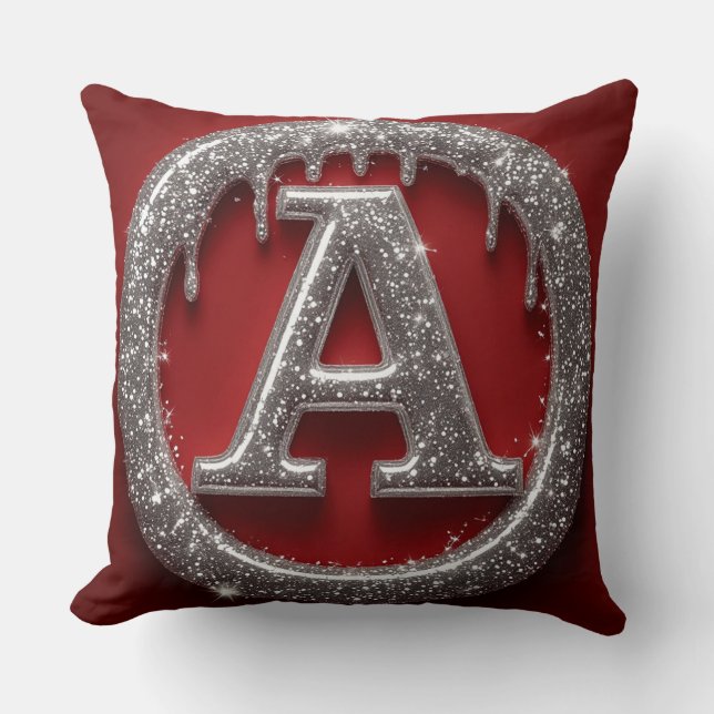 Chrome Drip Letter A Monogram Glitzer Icon Kissen (Vorderseite)