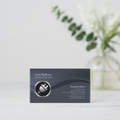 Chrome Electric Plug Icon Electrician BusinessCard Visitenkarte (Stehend Vorderseite)