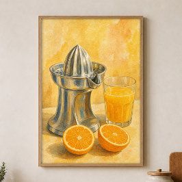 Chrome Entsafter & Orangenhälften Aquarell Poster