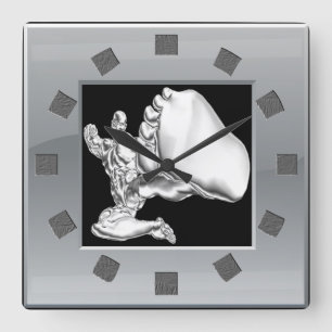 Chrome Fighter Wall Clock Quadratische Wanduhr