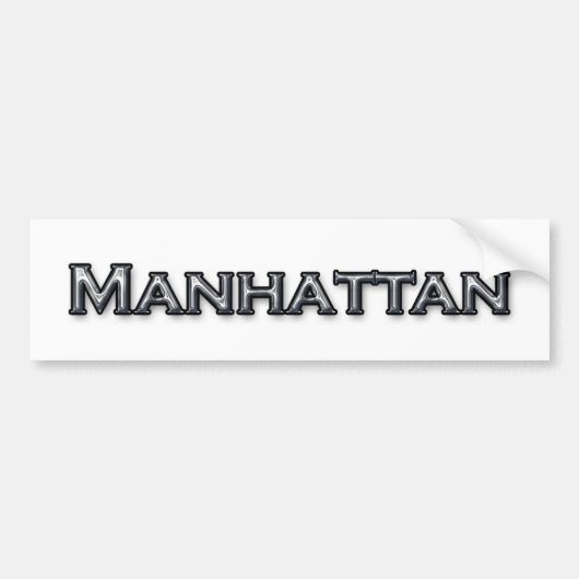 Chrome Finish Manhattan NY Text Logo Autoaufkleber (Vorne)