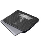 Chrome-Fischerboot auf Kohlenstofffaser-Dekoration Laptopschutzhülle (Vorne Knopf)