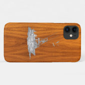 Chrome-Fischerboot im Teak Wood Grain Dekor Case-Mate iPhone Hülle (Rückseite (Horizontal))