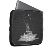 Chrome Fishing Boat on Carbon Fiber Decor Laptopschutzhülle (Vorne Rechts)