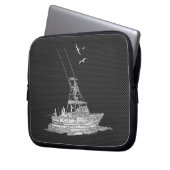 Chrome Fishing Boat on Carbon Fiber Decor Laptopschutzhülle (Vorderseite Links)