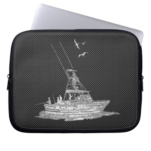 Chrome Fishing Boat on Carbon Fiber Decor Laptopschutzhülle (Vorderseite)