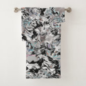 Chrome Flecken mit Farbverlauf oder Rauch, Schwarz Badhandtuch Set (Insitu)