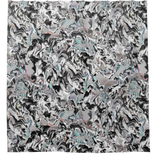 Chrome Flecken mit Farbverlauf oder Rauch, Schwarz Duschvorhang (Vorderseite)