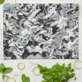 Chrome Flecken mit Farbverlauf oder Rauch, Schwarz Geschirrtuch (Gefaltet)