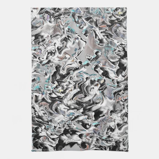 Chrome Flecken mit Farbverlauf oder Rauch, Schwarz Geschirrtuch (Vertikal)