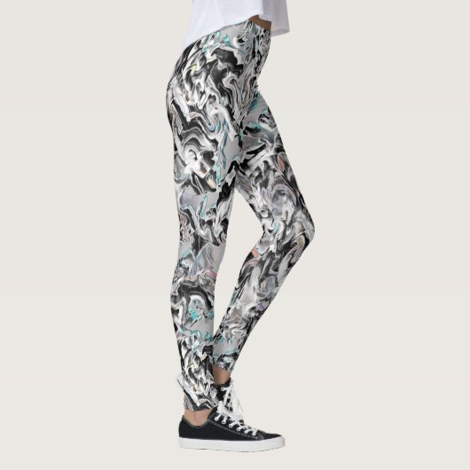 Chrome Flecken mit Farbverlauf oder Rauch, Schwarz Leggings (Rechts)