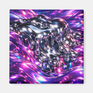 Chrome Flüssig Lila Abstrakt Magnet