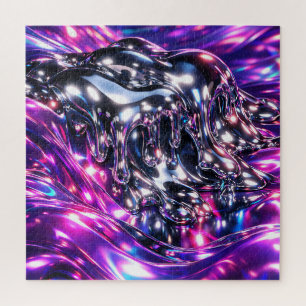Chrome Flüssig Violett Abstrakt Puzzle