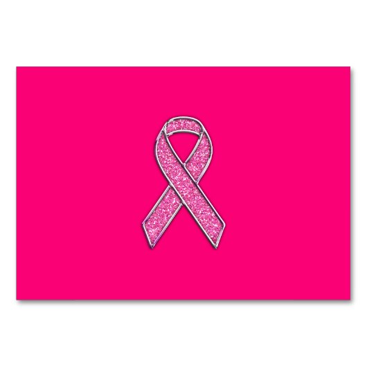 Chrome Glitzer Style Rosa Band-Bewusstsein Tischnummer (Vorderseite)