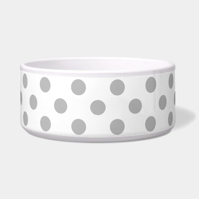 Chrome Gray Polka Dots Circles Napf (Vorderseite)