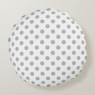 Chrome Gray Polka Dots Circles Rundes Kissen