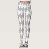 Chrome Gray Raute hellgrau Kleine Diamantform Leggings (Vorderseite)