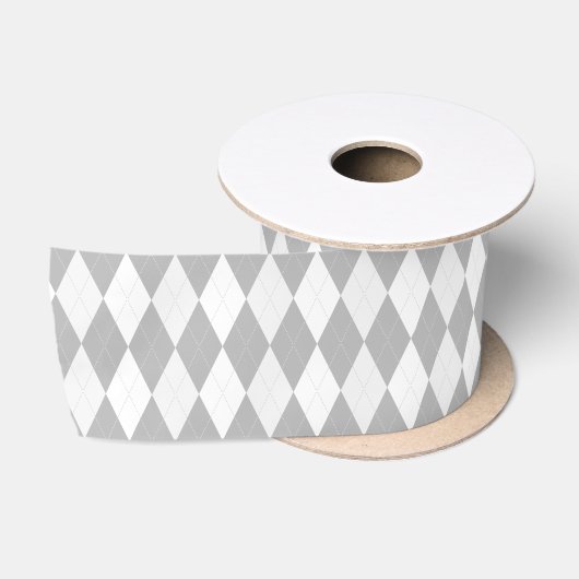 Chrome Gray Raute hellgrau Kleine Diamantform Satinband (Spule)