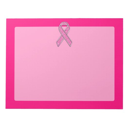 Chrome Gürtelter Glitzer Stil Rosa Band Bewusstsei Notizblock (Vorderseite)