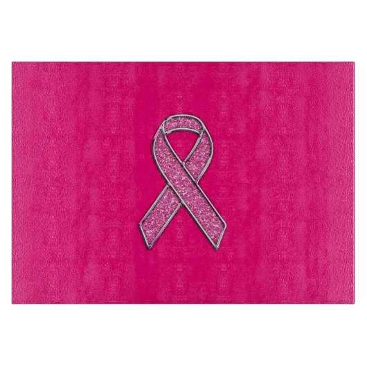 Chrome Gürtelter Glitzer Stil Rosa Band Bewusstsei Schneidebrett (Vorderseite)