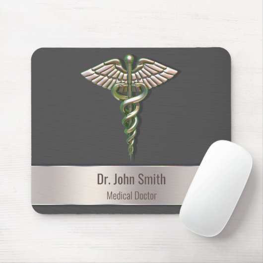 Chrome Holographic 3D Medical Caduceus Mousepad (Mit Mouse)